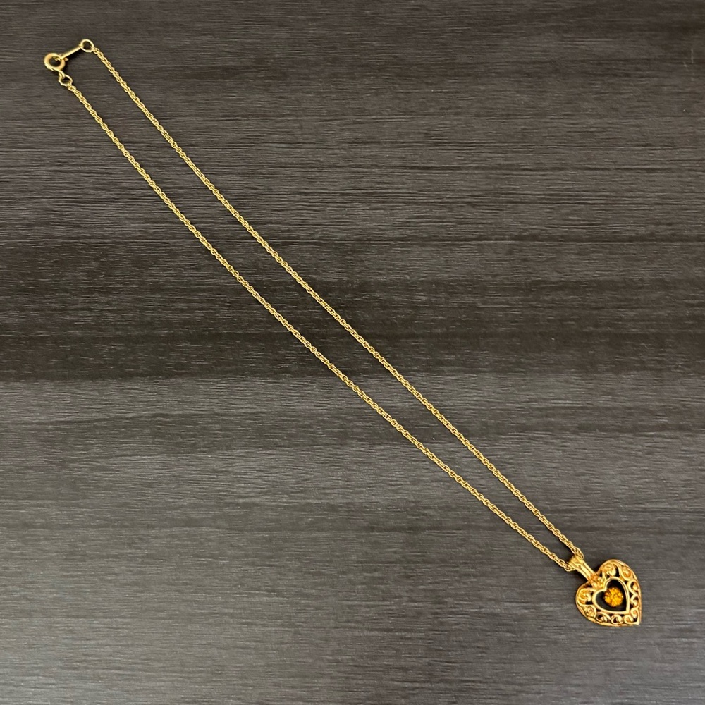 Avon Heart Citrine Scroll Necklace - Picture 3 of 5